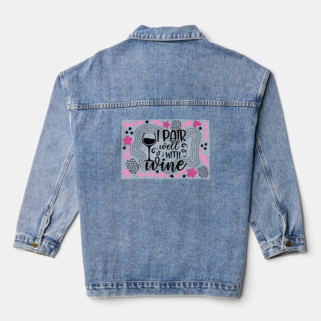 Gute Verbindung mit Wein Denim Jean Jacket Jeansjacke (Rückseite)