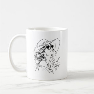 Gute Vibes – Elegante Frauenlinienkunst Kaffeetasse