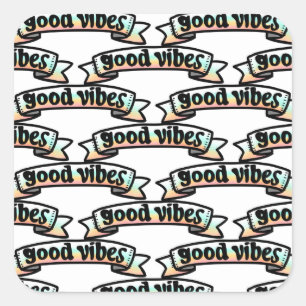 Gute Vibes Frieden Liebe Banner Quadratischer Aufkleber