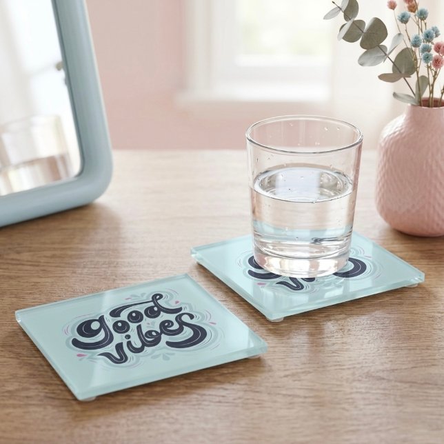 Gute Vibes Glas Untersetzer (Von Creator hochgeladen)