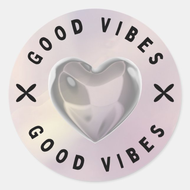 Gute Vibes Herz Aufkleber (Vorderseite)