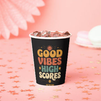 Gute Vibes & High Scores Retro 70er Jahre Custom T Pappbecher