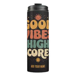 Gute Vibes & High Scores Retro 70er Jahre Custom-T Thermosbecher