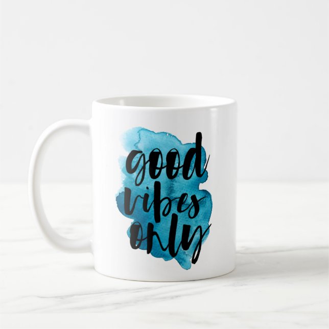 Gute Vibes nur Aquarellfarben-Tasse Kaffeetasse (Links)