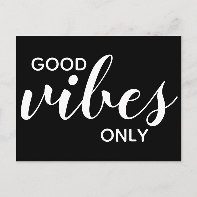 Gute Vibes nur positive Affirmation Black Postkarte (Vorderseite)