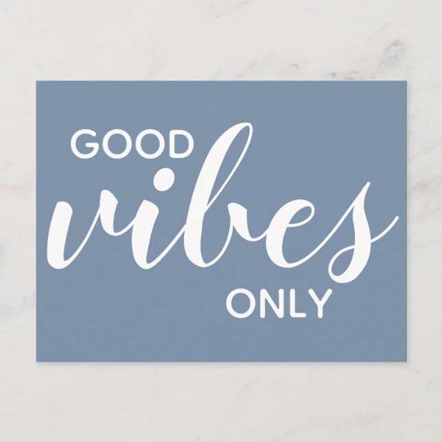 Gute Vibes nur positive Affirmation Blue Postkarte (Vorderseite)