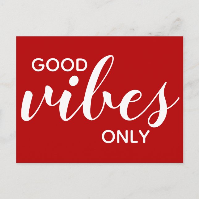 Gute Vibes nur positive Affirmation Red Postkarte (Vorderseite)