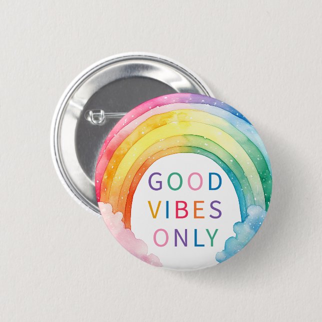 Gute Vibes nur Regenbogenfarben Button (Vorne & Hinten)