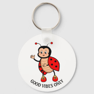 Gute Vibes Only Marienkäfer auf Weiß Schlüsselanhänger