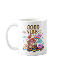 Gute Vibes Pilz-Tasse ,Trippy Regenbogen-Kaffeetas