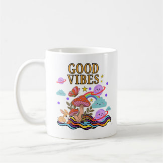 Gute Vibes Pilz-Tasse ,Trippy Regenbogen-Kaffeetas Kaffeetasse