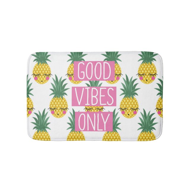 Gute Vibes Pineapples Sommermuster Badematte (Vorderseite)