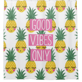 Gute Vibes Pineapples Sommermuster Duschvorhang