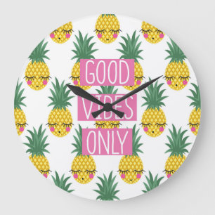 Gute Vibes Pineapples Sommermuster Große Wanduhr