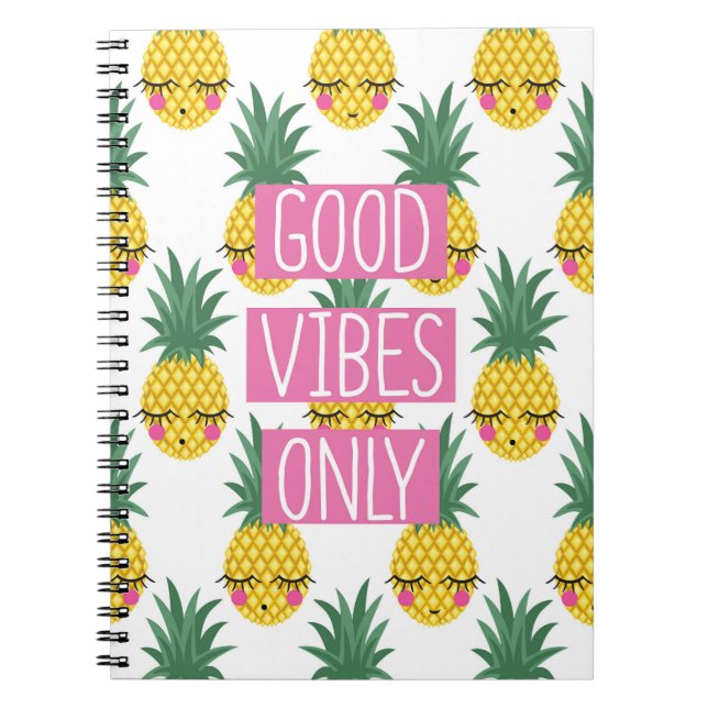 Gute Vibes Pineapples Sommermuster Notizblock (Vorderseite)