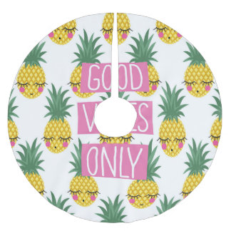 Gute Vibes Pineapples Sommermuster Polyester Weihnachtsbaumdecke