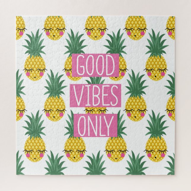 Gute Vibes Pineapples Sommermuster Puzzle (Vertikal)