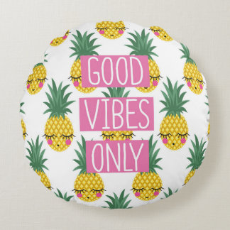 Gute Vibes Pineapples Sommermuster Rundes Kissen