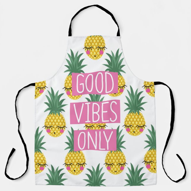 Gute Vibes Pineapples Sommermuster Schürze (Vorderseite)