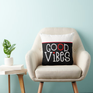 Gute Vibes positives Zitat White Red Black Kissen