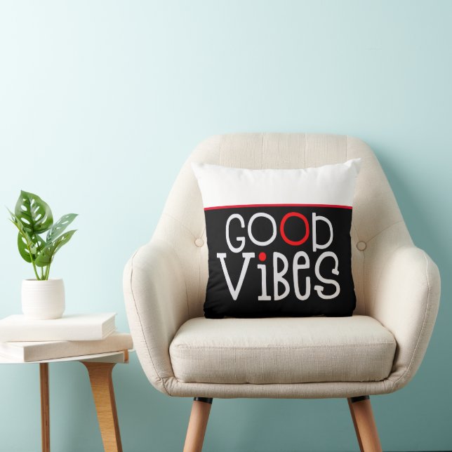 Gute Vibes positives Zitat White Red Black Kissen (Stuhl )