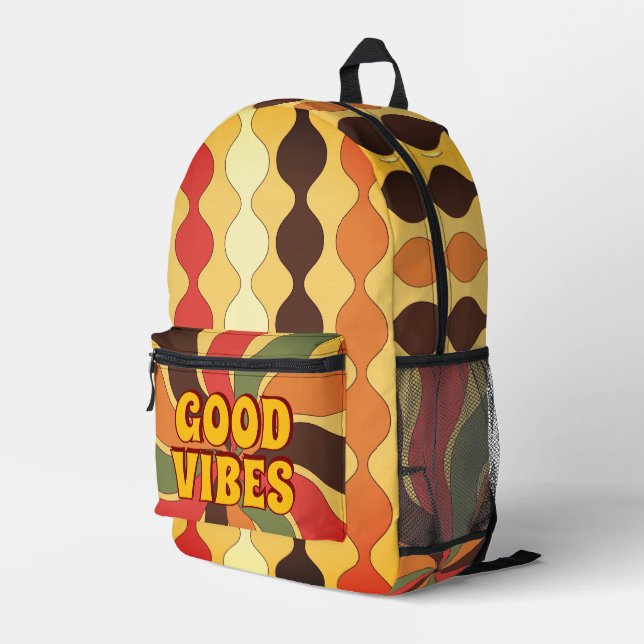 Gute Vibes Retro-Spaß  Bedruckter Rucksack (Rückseitige Ecke Rechts)