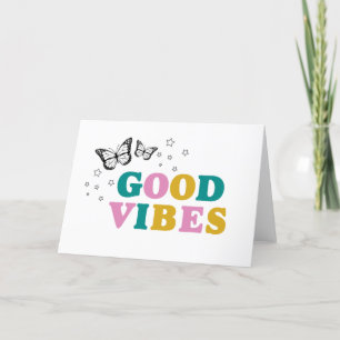 Gute Vibes! Retro und farbenfrohe Schmetterlinge Dankeskarte