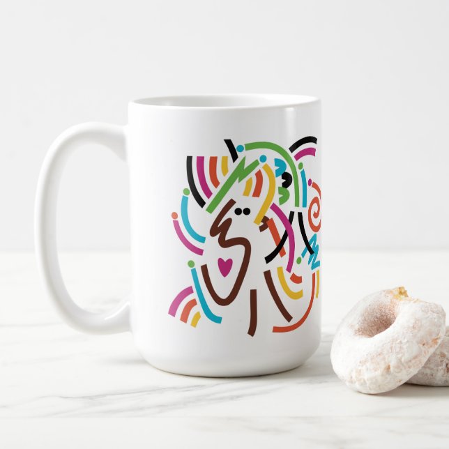Gute Vibrationen Abstrakt Moderne Retro Tasse (Mit Donut)