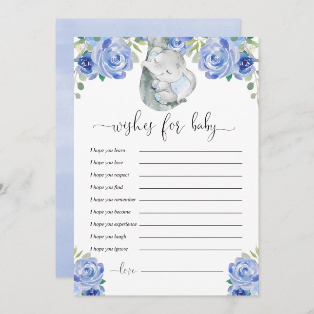 Gute Wünsche für den kleinen blühenden Elefanten Einladung (Vorne/Hinten)