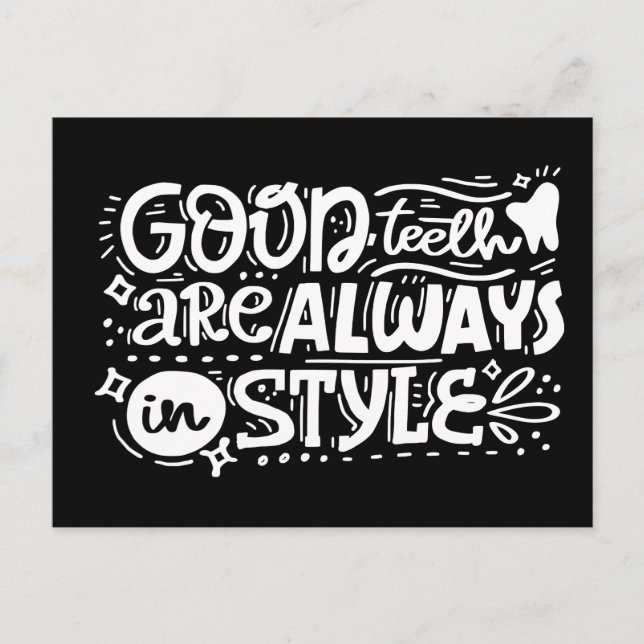 Gute Zähne sind immer im Stil Postkarte (Vorderseite)