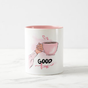Gute Zeit Niedliche Kaffeezeit Zweifarbige Tasse