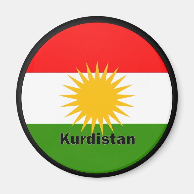 Güteflagge Kurdistan Roundel Magnet (Vorne)