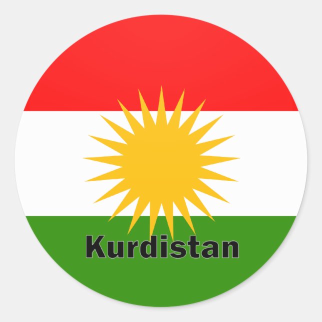 Güteflagge Kurdistan Roundel Runder Aufkleber (Vorderseite)