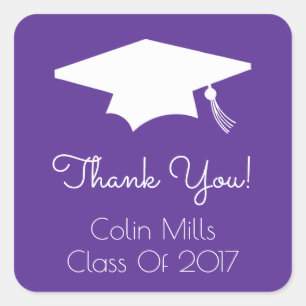 Güteklasse 2017 (Eggplant Graduation Cap) Quadratischer Aufkleber