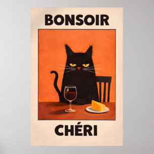 Guten Abend Chéri Black Cat Poster, Französischer Poster