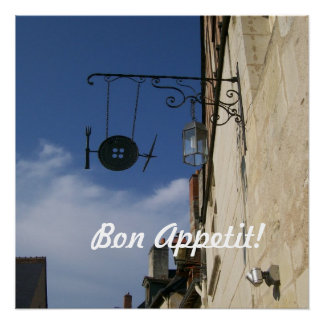 Guten Appetit! Utensils Cafe Sign in Frankreich Poster