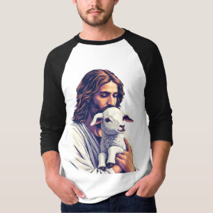 Guten Hirten: Jesus mit Lamm-Raglan-T - Shirt