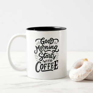 Guten Morgen beginnt mit Kaffee, Zweifarbige Tasse