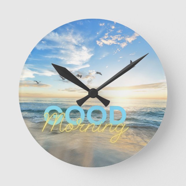 Guten Morgen blauer Himmel Runde Wanduhr (Vorderseite)