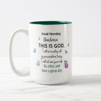 Guten Morgen, das ist Gott, personalisierter chris Zweifarbige Tasse
