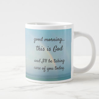 "Guten Morgen, das ist Gott" Riesenkaffee-Tasse Jumbo-Tasse