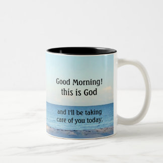 "Guten Morgen, das ist Gott!" Zweifarbige Tasse