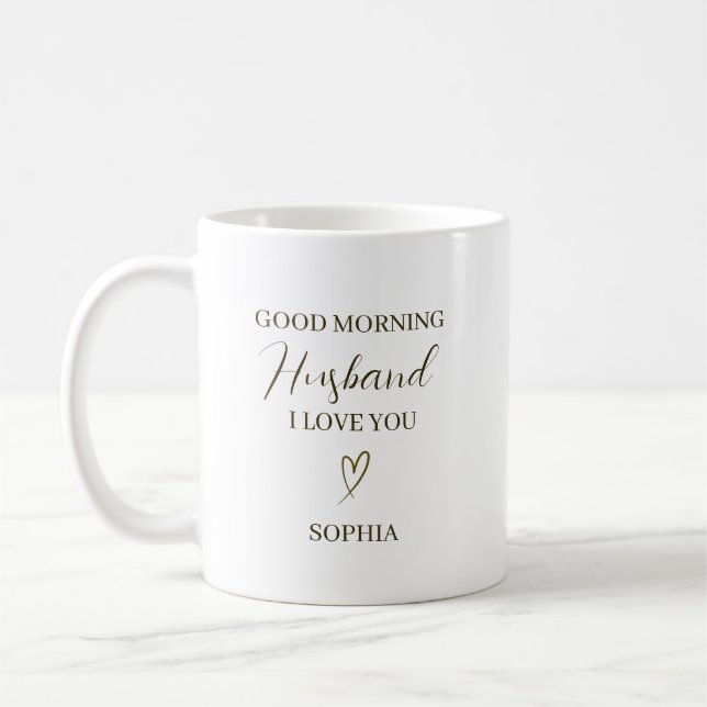 Guten Morgen Ehemann Personalisiertes Romantisches Kaffeetasse (Links)