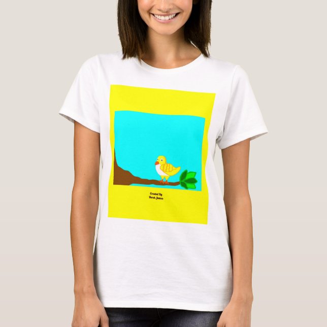 Guten Morgen Gelber Vogel Weiße T-Shirt (Vorderseite)