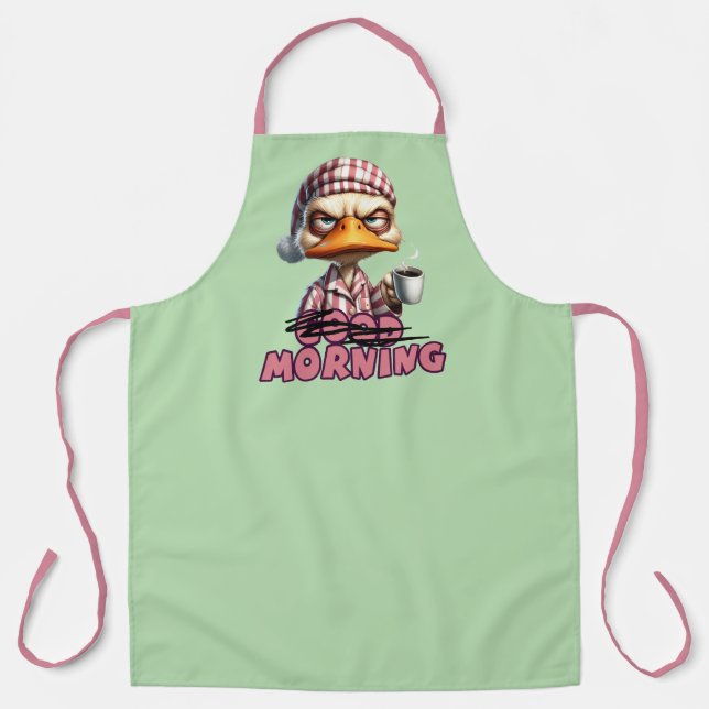 Guten Morgen Grumpy Duck mit Kaffee und Pyjama Schürze (Vorderseite)