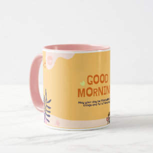 GUTEN MORGEN KAFFEETASSE IN SÜßEM BABYROSA & ORANG