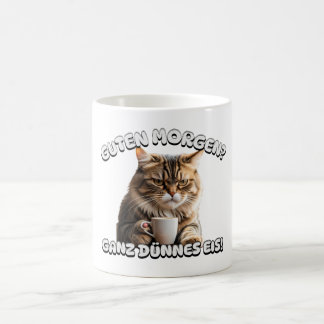 Guten Morgen Katze schlecht gelaunt Morgenmuffel Kaffeetasse