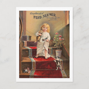 Guten Morgen, Mädchen, Gruß, Welpen, Niedlich, Vin Postkarte