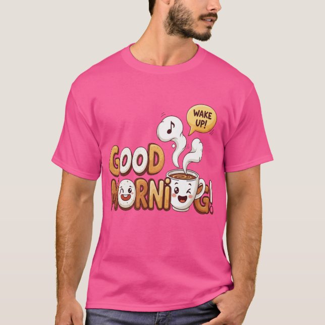 Guten Morgen Niedlicher Kaffee & Bagel - Cartoon G T-Shirt (Vorderseite)