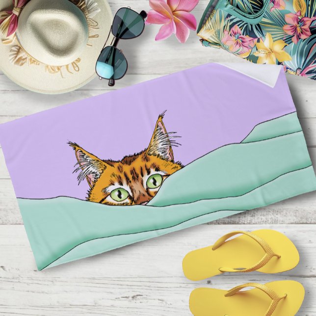 Guten Morgen Orange Cat Funny Strandtuch (Von Creator hochgeladen)